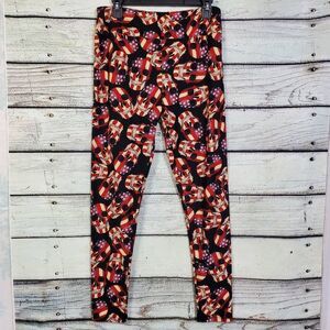 LuLaRoe TC Tall & Curvy (12-18) Leggings USA Skull Flag Print Red White Blue Pat